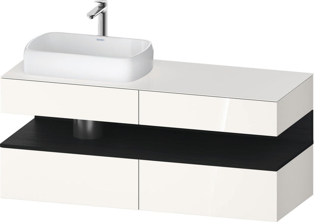 Duravit Qatego Konsolenwaschtischunterbau 1400 mm weiß hochglanz mit Eiche schwarz Nische