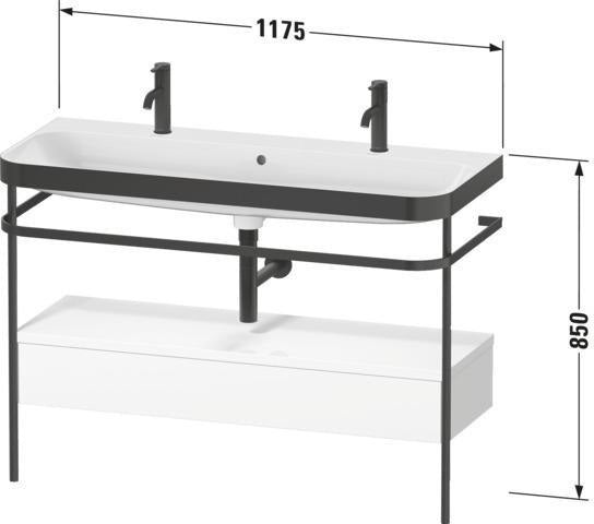 DURAVIT Happy D.2 c-bonded Waschtischset 1175 mm mit Metallkonsole und Schubkasten