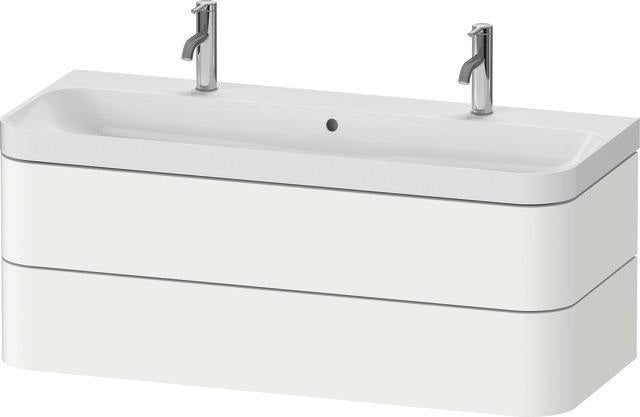 Duravit Waschtischset Happy D.2 Plus 1175 mm Taupe Supermatt mit Möbelwaschtisch und Nussbaum-Einrichtungssystem