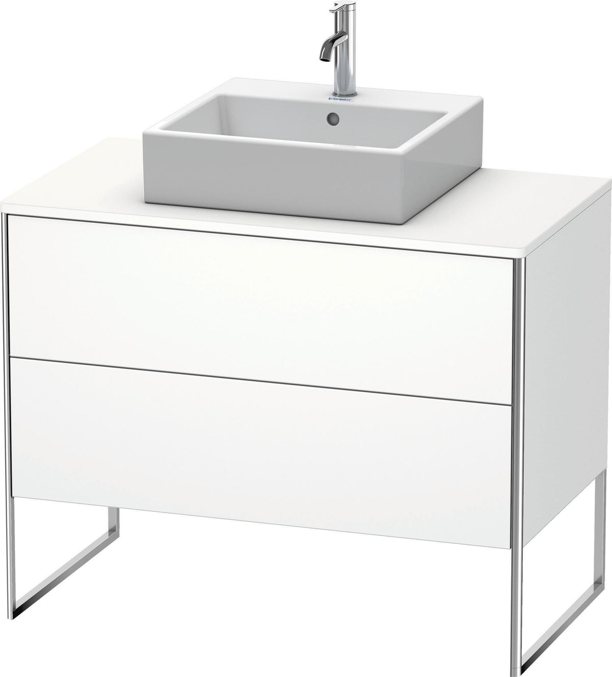 DURAVIT XSquare Waschtischunterbau 1000 mm bodenstehend weiß matt mit 2 Schubkästen und Tip-On-Technik
