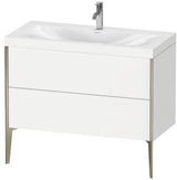 DURAVIT XViu Möbelwaschtischset 1000 mm mit Unterschrank Nussbaum und Keramikwaschtisch