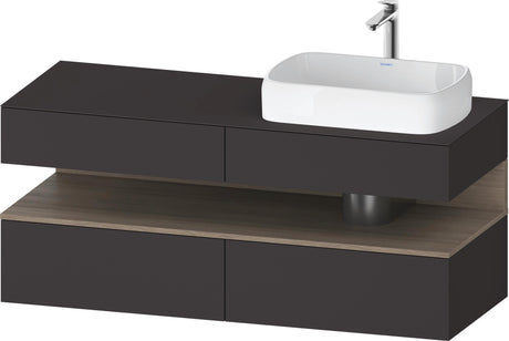 Duravit Qatego Konsolenwaschtischunterbau 1400 mm Basalt Matt mit 2 Auszügen