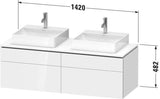 DURAVIT L-Cube Waschtischunterbau 1420 mm Taupe supermatt mit Tip-on und Soft-Close