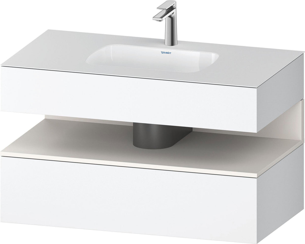 DURAVIT Qatego Einbauwaschtisch mit Konsolenwaschtischunterbau 1000 mm, 1 Auszug, antibakteriell