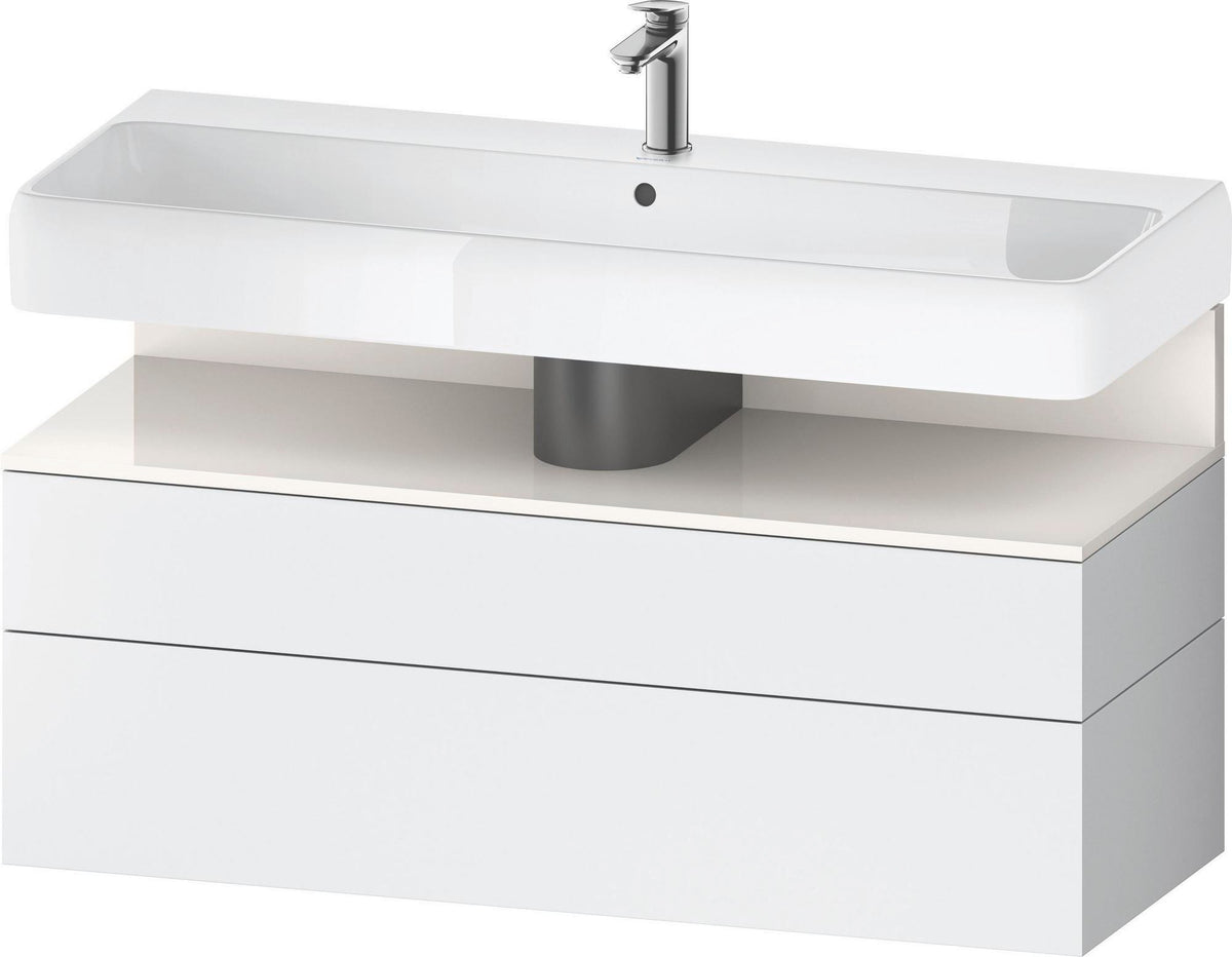 Duravit Qatego Waschtischunterbau 1190 mm – Weiß Matt mit Eiche Schwarz Nische, 1 Auszug, LED