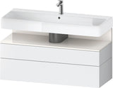 Duravit Qatego Waschtischunterbau 1190 mm – Weiß Matt mit Eiche Schwarz Nische, 1 Auszug, LED