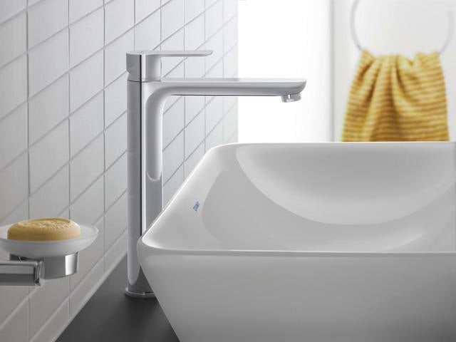 Duravit D-Code Einhebel-Waschtischmischer XL 180 mm, ohne Zugstange, FreshStart, MinusFlow, Schwarz Matt