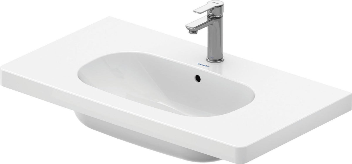 Duravit D-Code Möbelwaschtisch 850 mm mit Überlauf und Hahnlochbank – Weiß