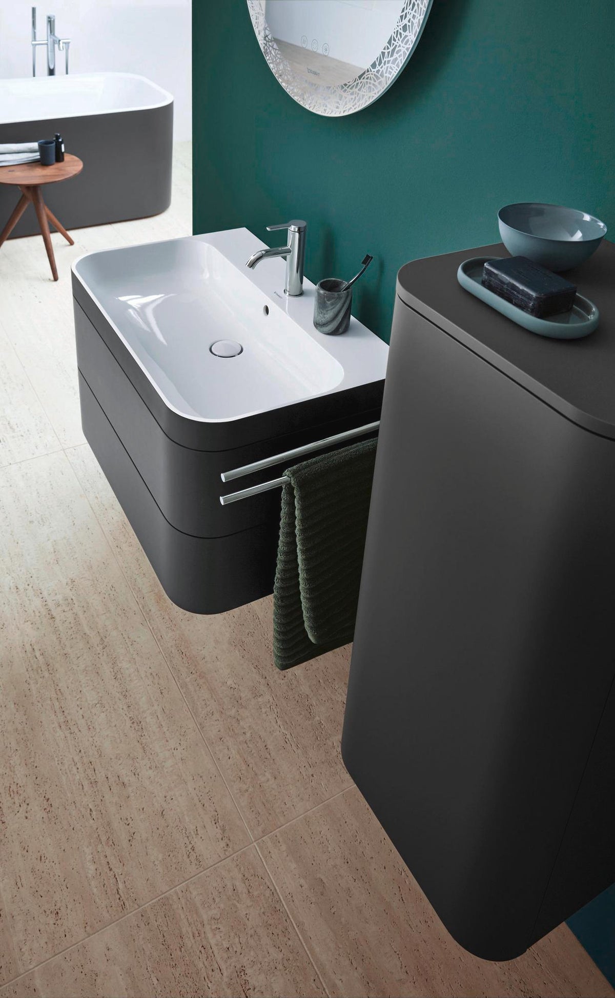 Duravit C.1 Einhebel-Waschtischmischer M mit Zugstange, Schwarz Matt