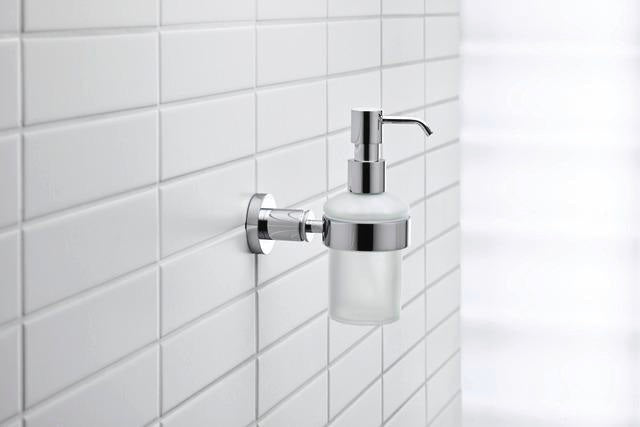 DURAVIT D-Code Seifenspender mit Glasflakon und verchromtem Messinghalter für Wandmontage