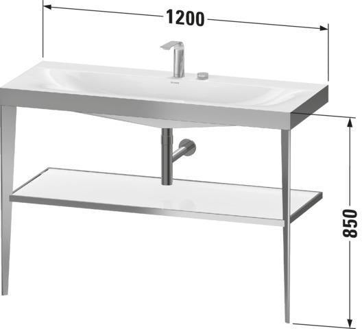 DURAVIT XViu c-bonded Waschtischset 1200 mm in Schwarz Matt mit Metallkonsole und apricot pearl Hochglanz