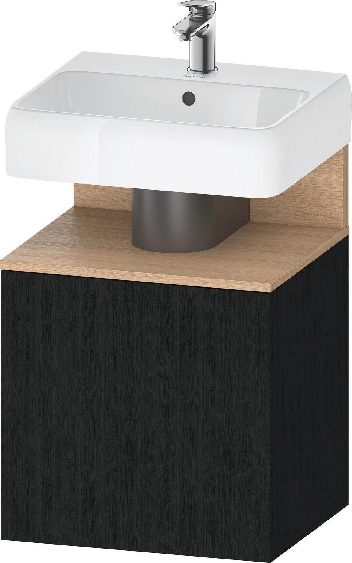 DURAVIT Qatego Waschtischunterbau 490 mm wandhängend, 1 Tür links, Weiß Matt mit Eiche Schwarz Nische