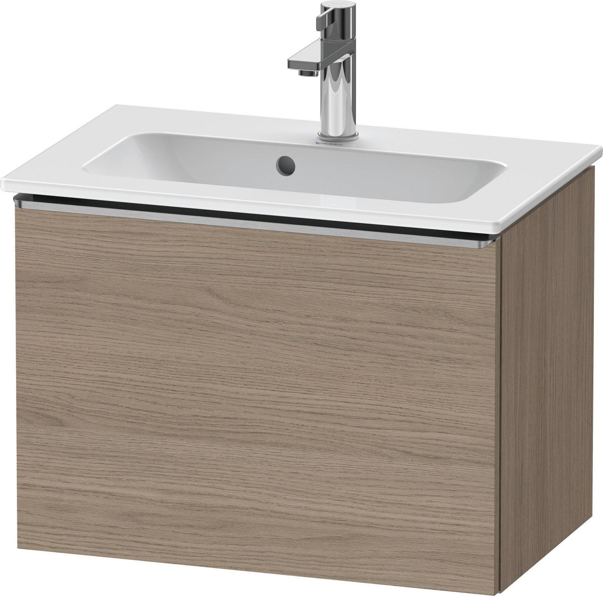 DURAVIT D-Neo Waschtischunterbau 610 mm Eiche Terra Matt mit Auszug und Chromgriff