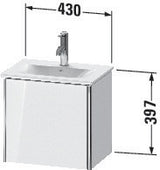 Duravit XSquare Waschtischunterbau 397 mm, 1 Tür, Taupe seidenmatt – Wandhängend für Viu