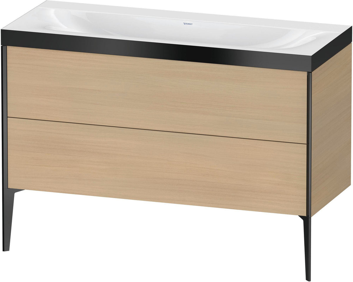 DURAVIT XViu c-bonded Waschtischunterbauset 1200 mm, 2 Auszüge, Eiche/Schwarz matt
