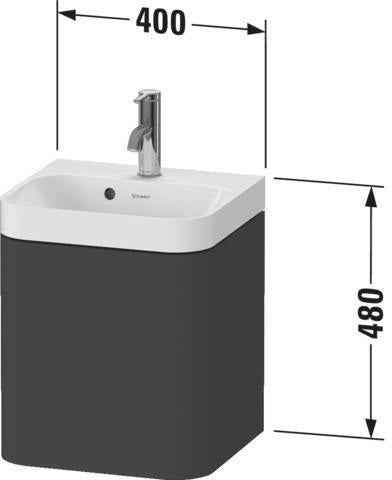 Duravit Happy D.2 c-shaped Waschtisch-Set wandhängend, 1 Tür links, Taupe