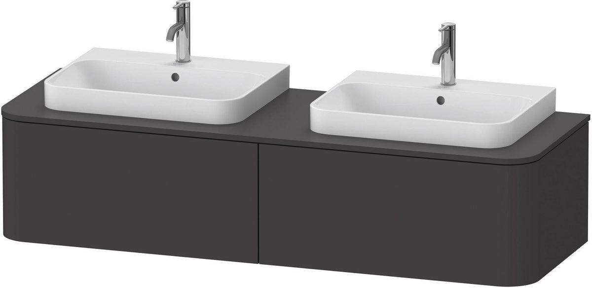 Duravit Happy D.2+ Konsolenwaschtischunterbau 1600 mm taupe supermatt mit Tip-On Technik