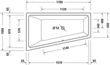 Duravit No.1 Whirlwanne 1500x800mm trapezförmig mit Jet-System, weiß