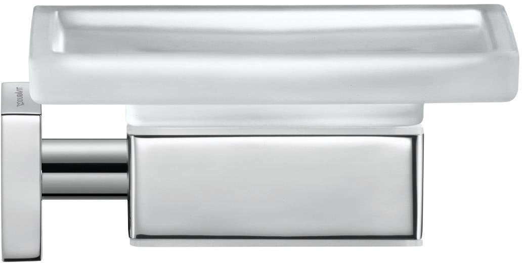 Duravit Karree Seifenschale in Chrom mit weißer Glasablage – Wandmontage