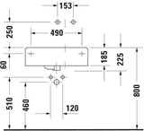 Duravit Design Classics Waschtisch 615 mm, Becken links, mit Überlauf und Hahnlochbank