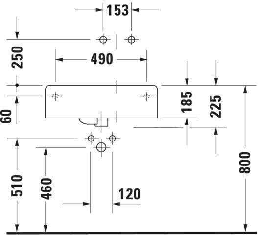 DURAVIT Design Classics Wandwaschtisch 615 mm, Becken links, mit Überlauf, weiß
