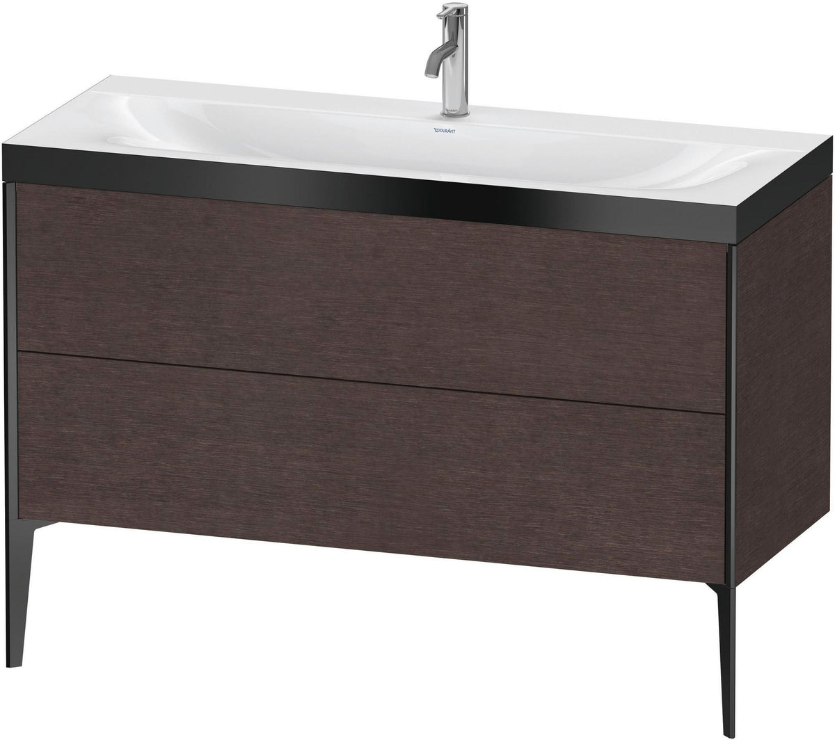 DURAVIT XViu c-bonded Waschtischunterbauset 1200 mm, 2 Auszüge, Eiche Dunkel / Schwarz Matt