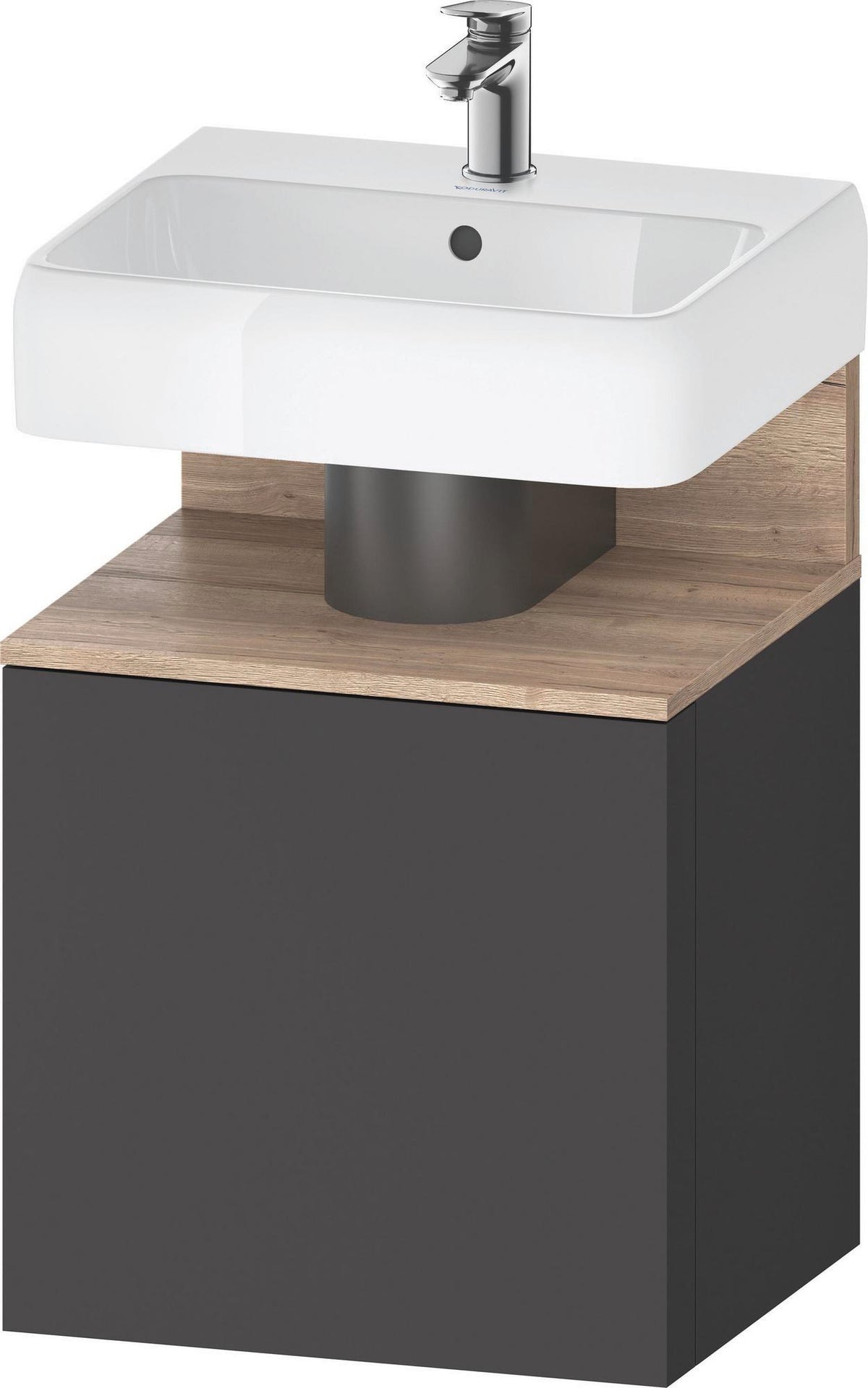 DURAVIT Qatego Waschtischunterbau 490 mm wandhängend, 1 Tür links, Weiß Matt mit Eiche Schwarz Nische