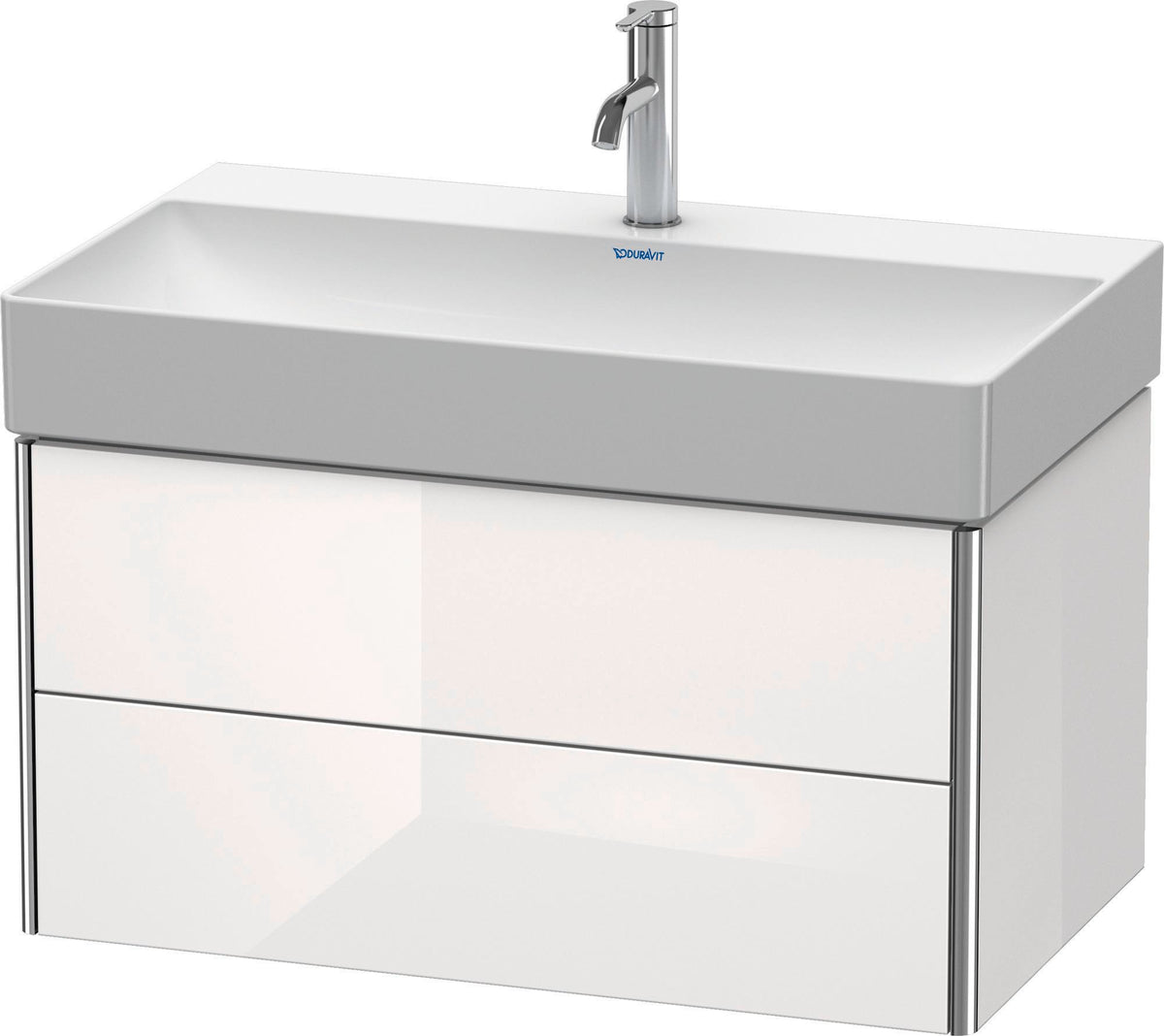 Duravit XSquare Waschtischunterbau 784 mm, 2 Schubkästen, Basalt Matt – Wandhängend mit Tip-On