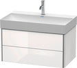 DURAVIT XSquare Waschtischunterbau 784 mm, 2 Schubkästen, Weiß Matt – Wandhängend mit Tip-On