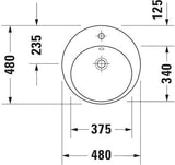 DURAVIT Einbauwaschtisch Starck 2 480 mm mit Überlauf und Hahnlochbank in Weiß