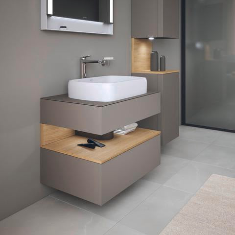 DURAVIT Qatego Hochschrank 400 mm, 2 Türen, weiß Hochglanz, Eiche Schw. Matt