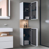 DURAVIT Qatego Hochschrank 400 mm Eiche Schwarz Matt – 2 Türen, Soft-Close, Tip-on