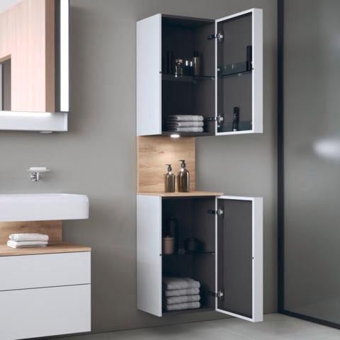DURAVIT Qatego Hochschrank 400x360x1760mm, 2 Türen, Eiche Schwarz Matt – Wandhängend