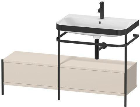 Duravit Waschtischset Happy D.2 Plus 1400x490mm ein Hahnloch taupe supermatt – Design-Waschplatz