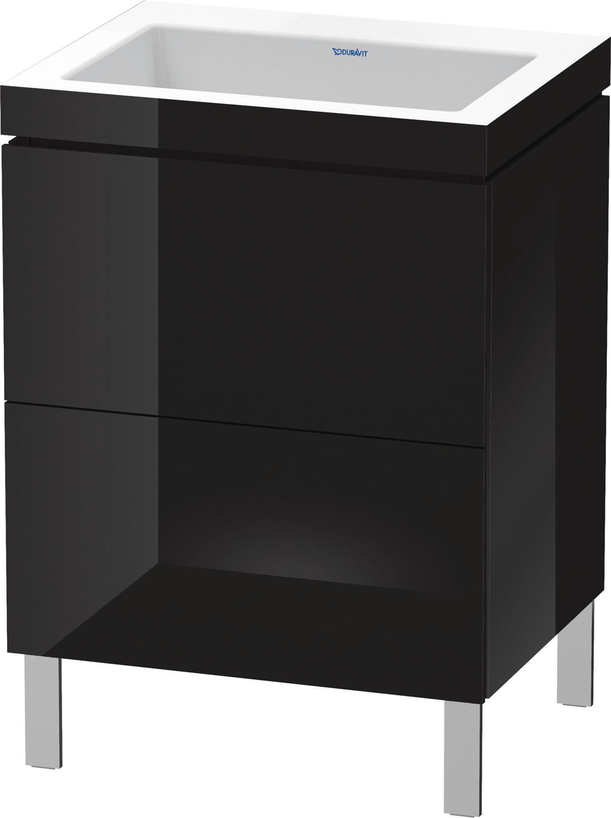 DURAVIT L-Cube c-bonded Waschtischset 698x600x480 mm, 2 Auszüge, Schwarz Hochglanz