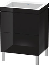 DURAVIT L-Cube c-bonded Waschtischset 698x600x480 mm, 2 Auszüge, Schwarz Hochglanz