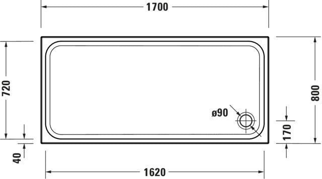 DURAVIT D-Code Duschwanne 1300x800 mm Sanitäracryl mit Antislip in Weiß