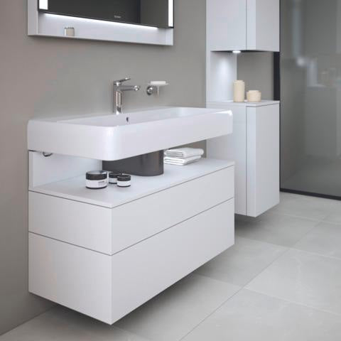 DURAVIT Qatego Hochschrank 400 mm, 2 Türen, weiß Hochglanz, Eiche Schw. Matt