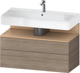 DURAVIT Qatego Waschtischunterbau 990 mm Eiche Terra Matt mit LED-Nischenbeleuchtung