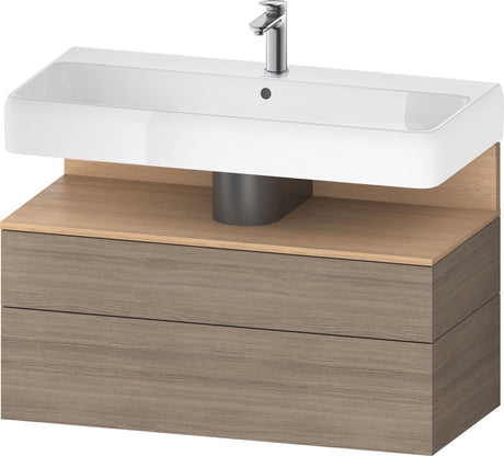 DURAVIT Qatego Waschtischunterbau 990 mm Eiche Terra Matt mit LED-Nischenbeleuchtung