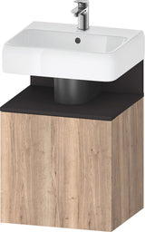 DURAVIT Qatego Waschtischunterbau 490 mm wandhängend, 1 Tür links, Weiß Matt mit Eiche Schwarz Nische