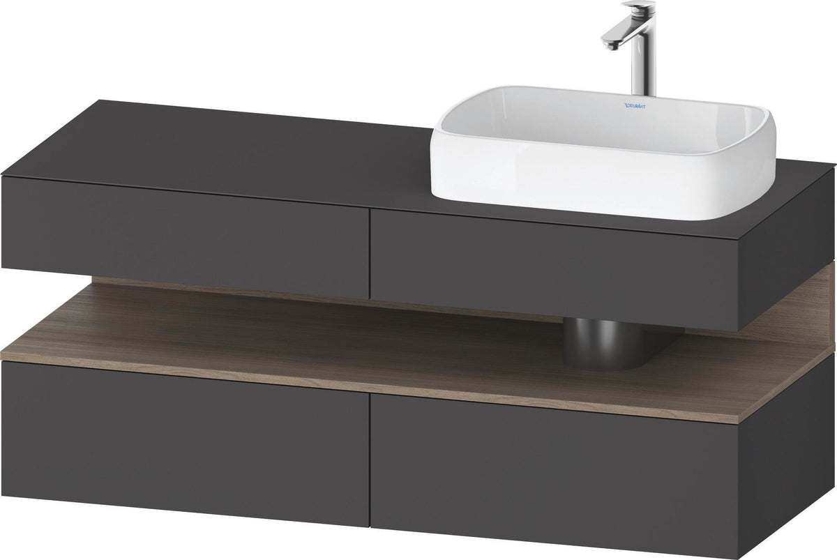 Duravit Qatego Konsolenwaschtischunterbau 1400 mm Basalt Matt mit 2 Auszügen