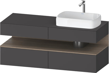 Duravit Qatego Konsolenwaschtischunterbau 1400 mm Basalt Matt mit 2 Auszügen