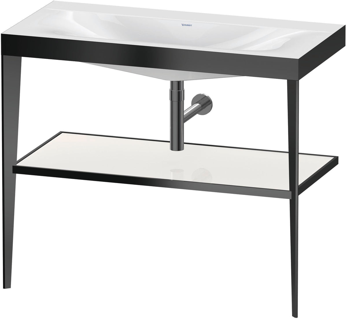 Duravit XViu c-bonded Waschtischset 1000 mm mit Metallkonsole, weiß hochglanz / schwarz matt – inkl. Waschschüssel