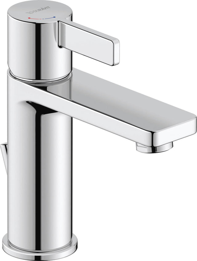 Duravit D-Neo Einhebel-Waschtischmischer mit FreshStart, Zugstange & Chrom – 109 mm Ausladung