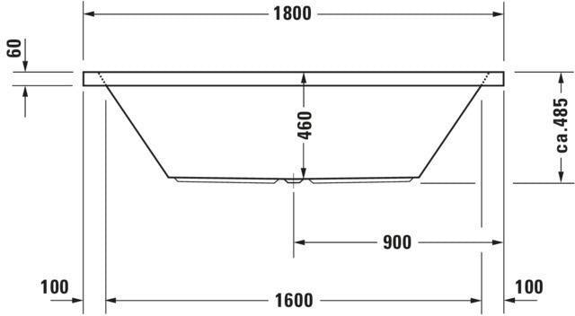 DURAVIT Starck Badewanne 1800x900 mm Einbau 2 Rückenschrägen Weiß