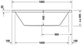 DURAVIT Starck Badewanne 1800x900 mm Einbau 2 Rückenschrägen Weiß