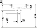 DURAVIT Halbeinbauwaschtisch Vero 550 mm mit Überlauf und Hahnlochbank, weiß