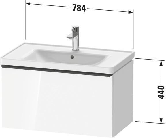 Duravit D-Neo Waschtischunterbau 784 mm Eiche Schwarz Matt mit 1 Auszug und Bronze-Griff