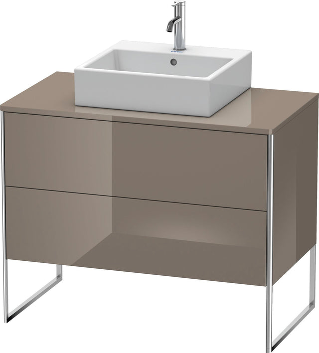 DURAVIT XSquare Waschtischunterbau 1000 mm, bodenstehend, Flannel Grey Hochglanz, 2 Schubkästen